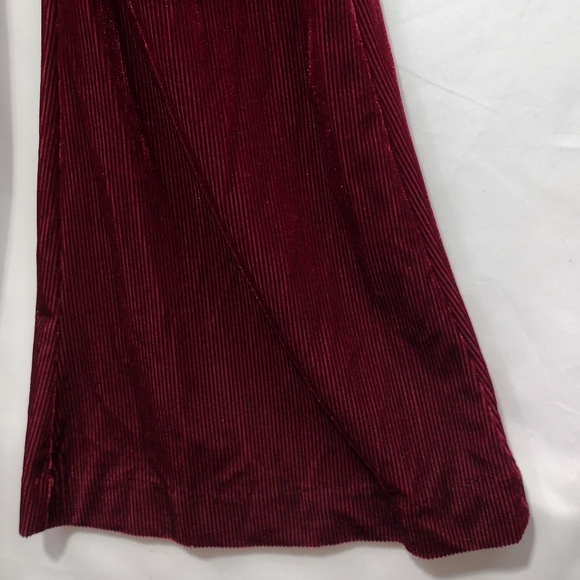 NWT GB Velvet Corduroy Jumpsuit Women's XS Burgundy Boho Retro 90s Minimalist - Picture 4 of 9
